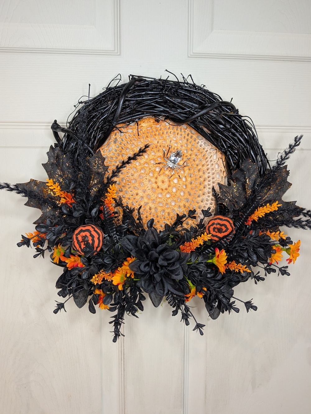 Halloween Black & Orange Floral Wreath